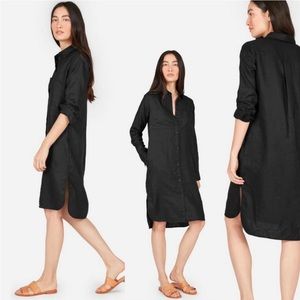 Everlane Black Linen Shirt Dress with Pockets